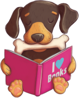 a doggy reading a book